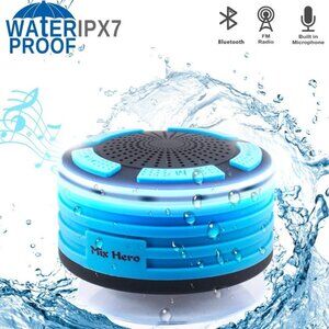 Mix Hero F013 Blue Portable Wireless Waterproof Bluetooth Speaker W/ Suction Cup